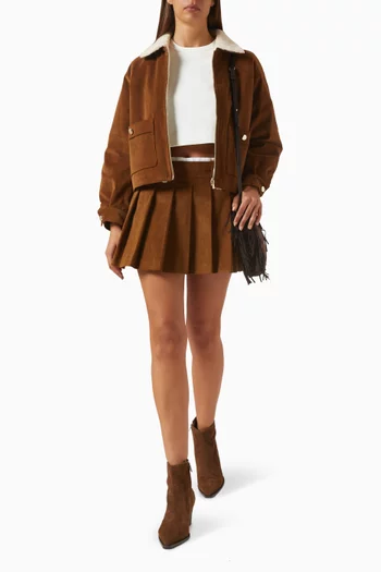 Jubelle Pleated Mini Skirt in Corduroy