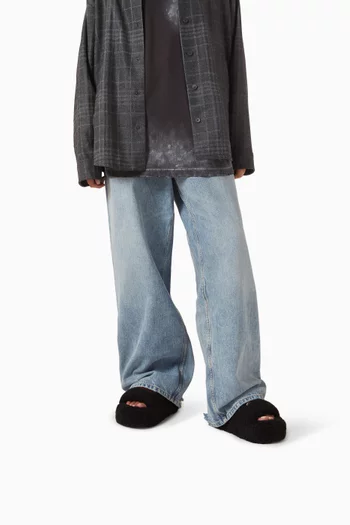 Furry Platform Sandals in Faux Shearling