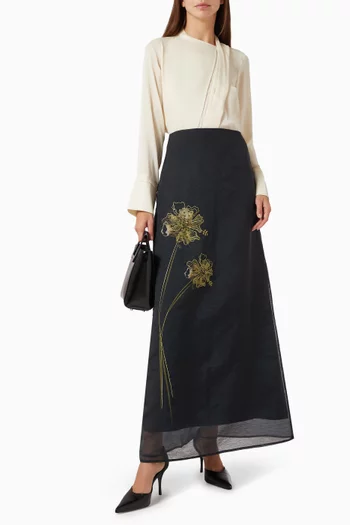 Senna Floral-embroidered Maxi Dress