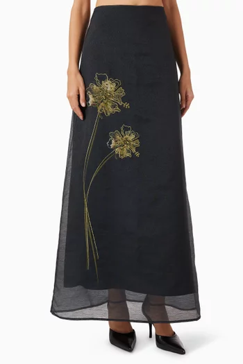 Senna Floral-embroidered Maxi Dress