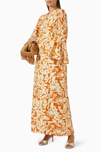 فستان بيلا طويل بكشكش