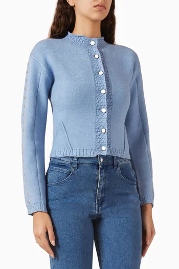 Studded Cardigan in Viscose-blend Knit
