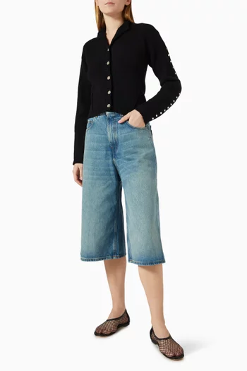 Studded Cardigan in Viscose-blend Knit