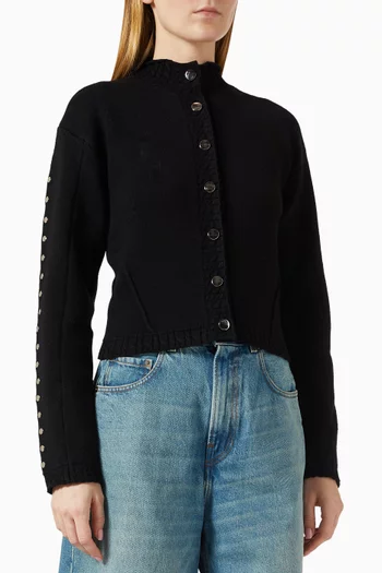 Studded Cardigan in Viscose-blend Knit