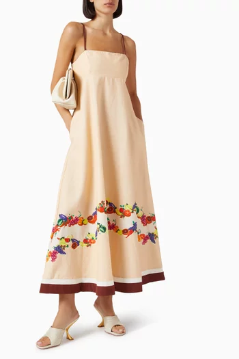 Fruit Slip Dress in Cotton-linen