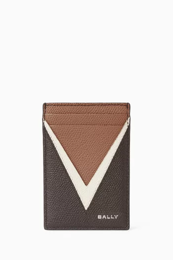 Flag Vert Card Case in Calf Leather