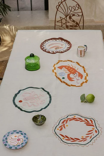 Dejeuner A La Plage Tablecloth in Cotton