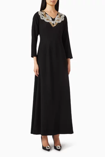Embellished Long-sleeve Dress