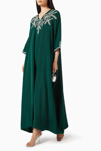 Hand-embroidered Kaftan in Crepe