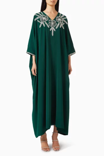 Hand-embroidered Kaftan in Crepe