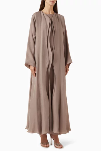 طقم عباية بطبقات متعددة قطن وكتان، 3 قطع