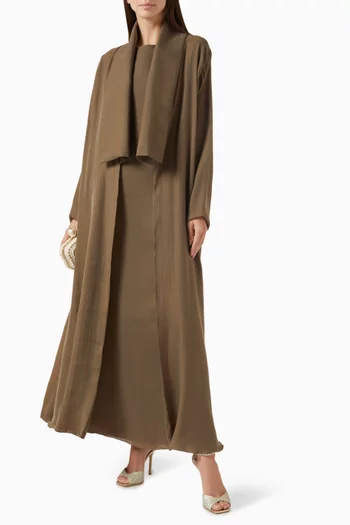 Scarf 3-piece Abaya Set in Cotton-linen