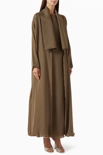 Scarf 3-piece Abaya Set in Cotton-linen