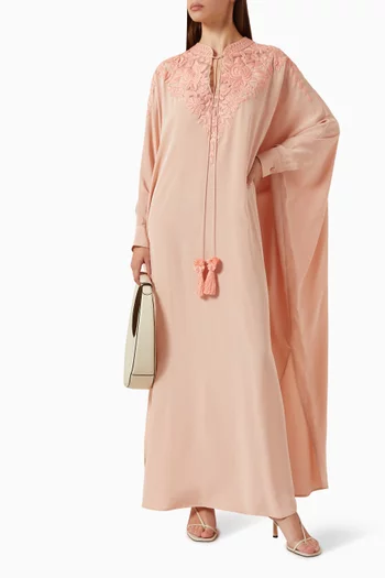 Floral-embroidered Kaftan