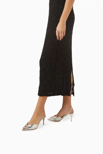 حذاء كاتي بسير خلفي ونقشة جلد الأفعى بكعب 75 مم