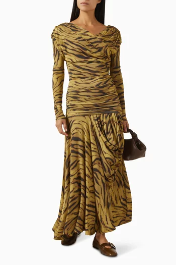 Printed Ruched Dress in Jersey