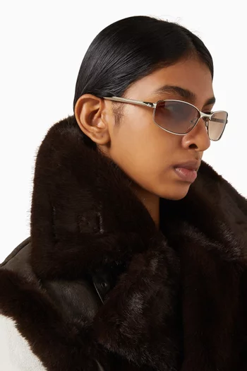 Star Beam Rounded Rectangle Sunglasses in Metal