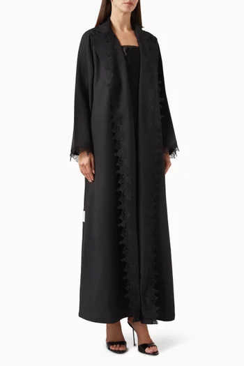 Floral Lace Abaya in Cotton-twill