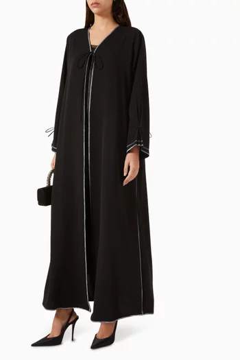 Tie-rope Printed Abaya in Polycrepe