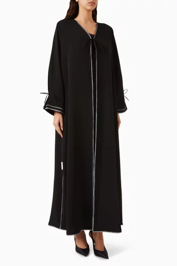 Tie-rope Printed Abaya in Polycrepe