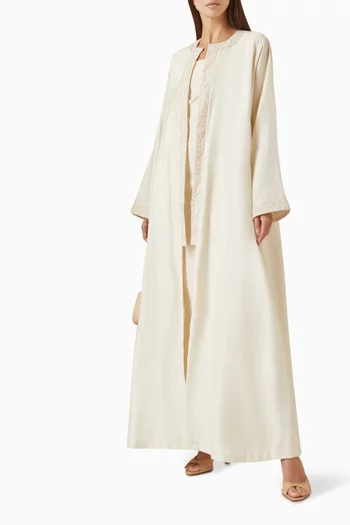 Bead-embellished Abaya in Cotton