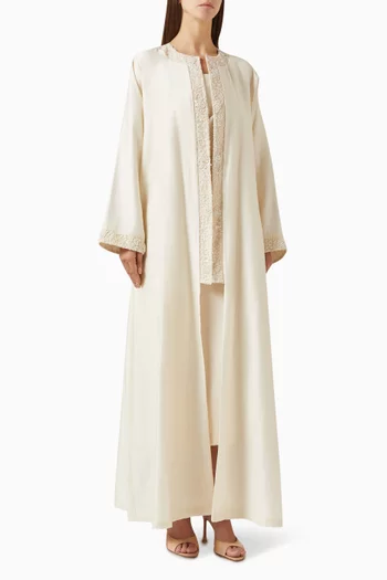 Bead-embellished Abaya in Cotton