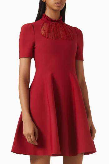 Lace-panel Mini Dress in Viscose