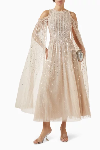 فستان سهرة مونلايت بكاب وتطريزات تول