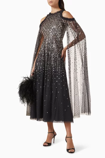 فستان سهرة مونلايت بكاب وتطريزات تول