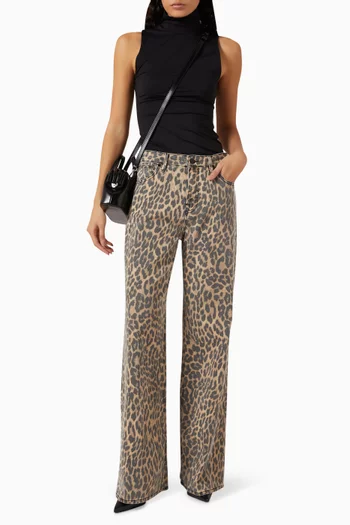 بنطال جينز جود إيز بقصة واسعة ونقشة جلد الفهد دينم