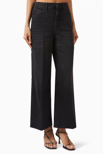 بنطال جينز سكيت قصير بقصة ساق واسعة دينم