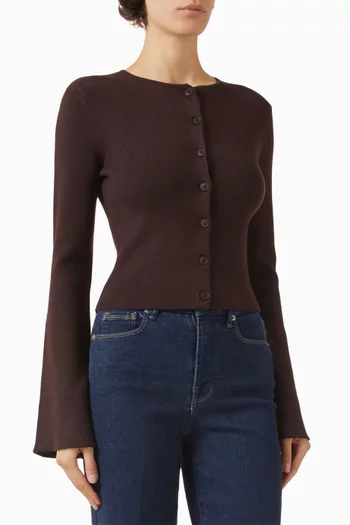 كارديغان منسوج بأكمام على شكل جرس