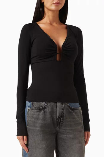 بلوزة بسلك على شكل حرف U وأكمام طويلة جيرسيه