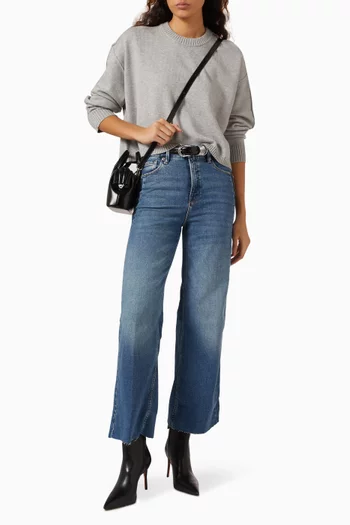 بنطال جينز سكيت قصير بقصة ساق واسعة دينم