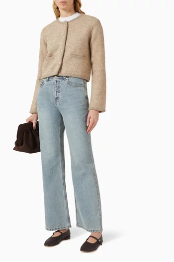 Collarless Jacket in Wool-cashmere