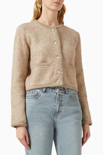 Collarless Jacket in Wool-cashmere