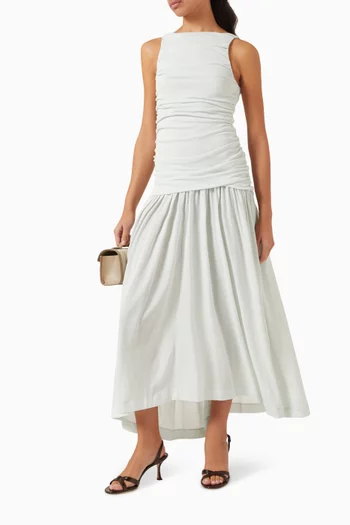 Evidente Ruched Midi Dress in Organic-cotton