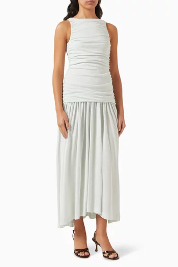 Evidente Ruched Midi Dress in Organic-cotton