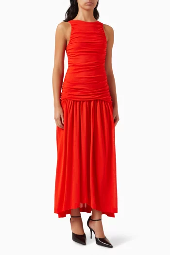 Evidente Ruched Midi Dress in Organic-cotton