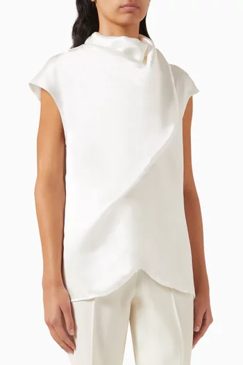 Verso Draped Scarf Top in Silk Satin