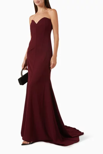 فستان سهرة بلا حمالات كريب