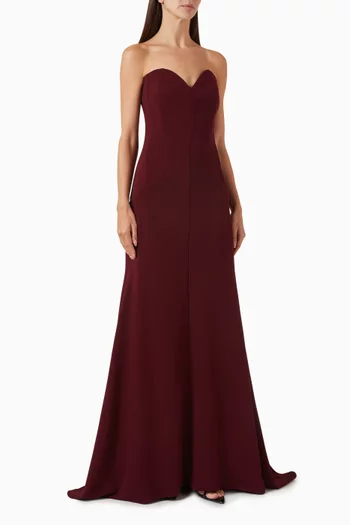 فستان سهرة بلا حمالات كريب