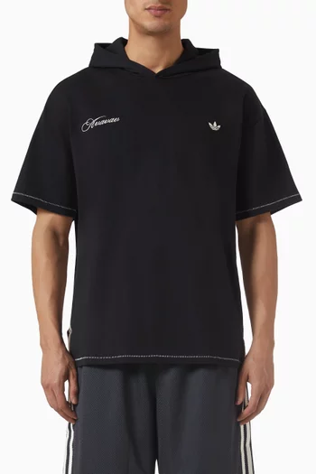 تي شيرت بغطاء رأس قطن أديداس أورجينالز × افافاف