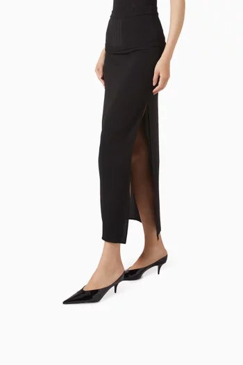 حذاء أنوك مفتوح من الخلف بكعب 55 مم جلد لامع