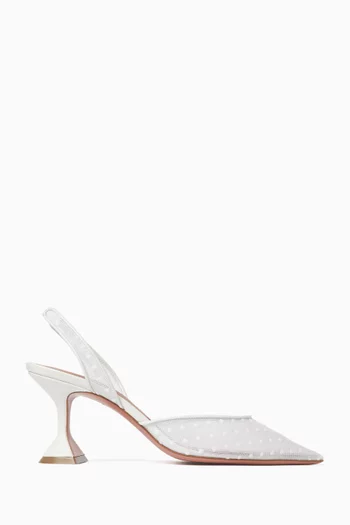 حذاء كلاسيك هولي بنقشة منقطة وكعب 70 مم دانتيل