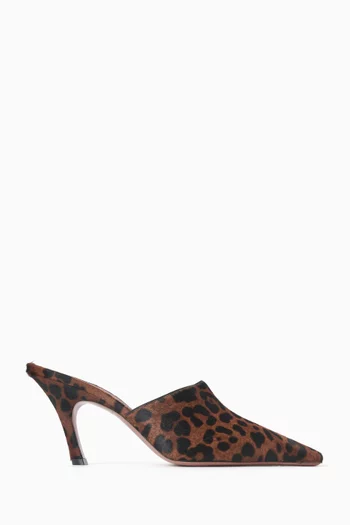 Jamie 80 Mules in Leopard-printed Pony Hair