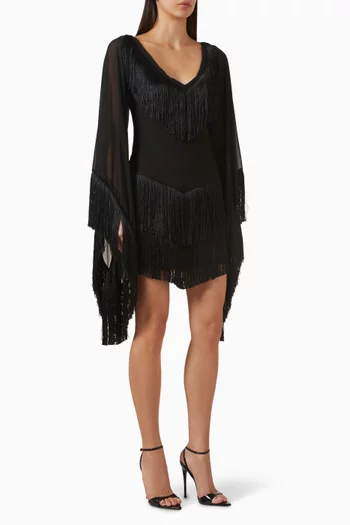 Cristal Fringed Mini Dress in Chiffon