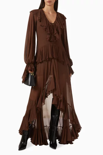 Kona Ruffled Maxi Dress in Georgette