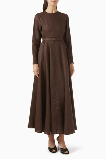 Clara Belted Dress in Linen