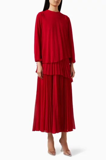 Pleated Panel Maxi Dress
